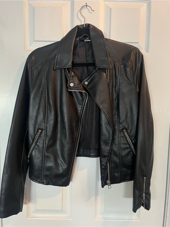 H&M Jackets & Blazers - H&M Black Faux Leather Biker Jacket